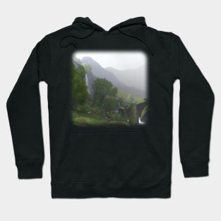 Beautiful mountain landscape in the fog Hoodie